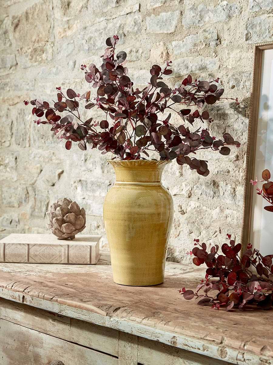 Glazed Urn Vase - Ochre