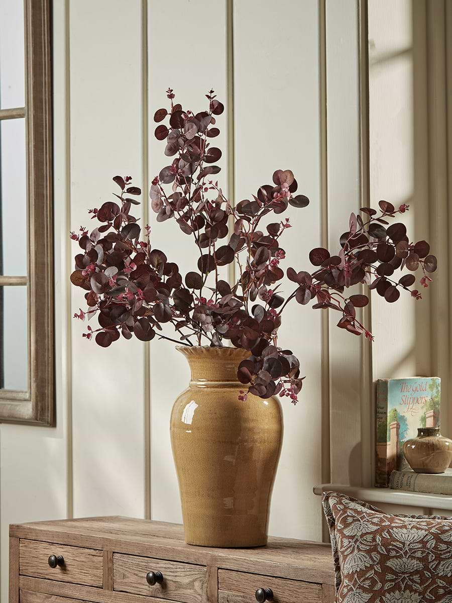 Three Large Faux Eucalyptus Sprays - Burgundy