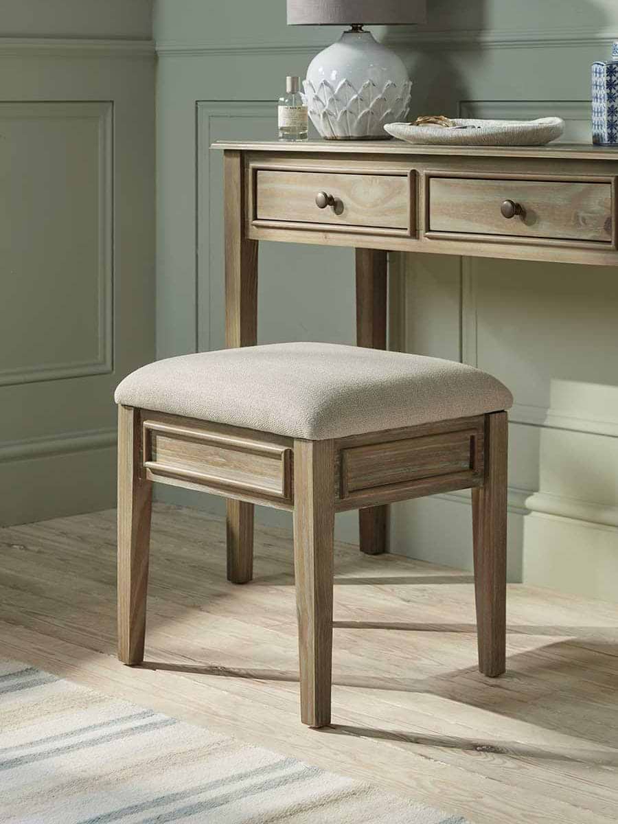 Camille Dressing Table Storage Stool - Limewashed