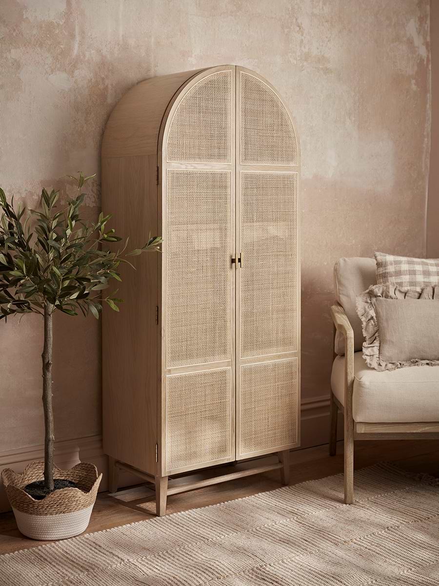 Arched Wicker Display Cabinet