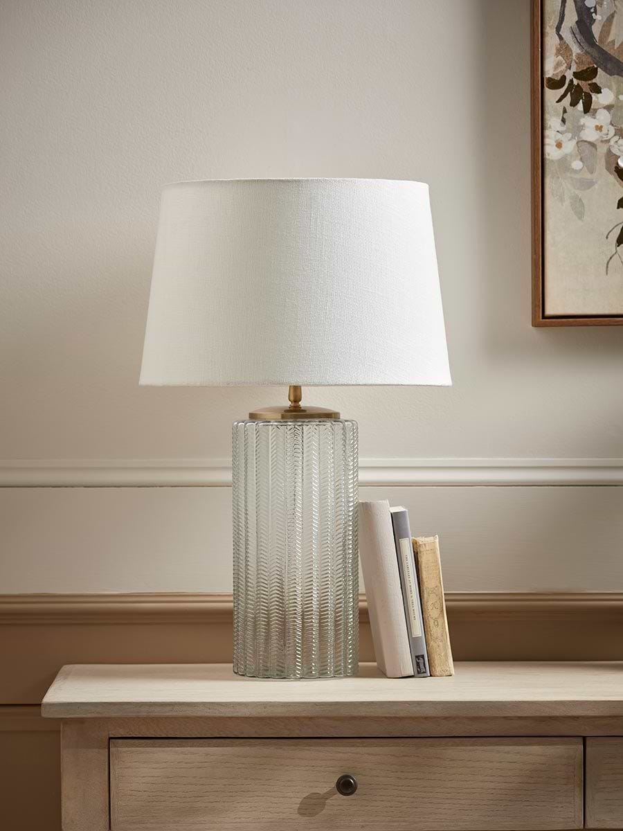 Herringbone Glass Column Table Lamp