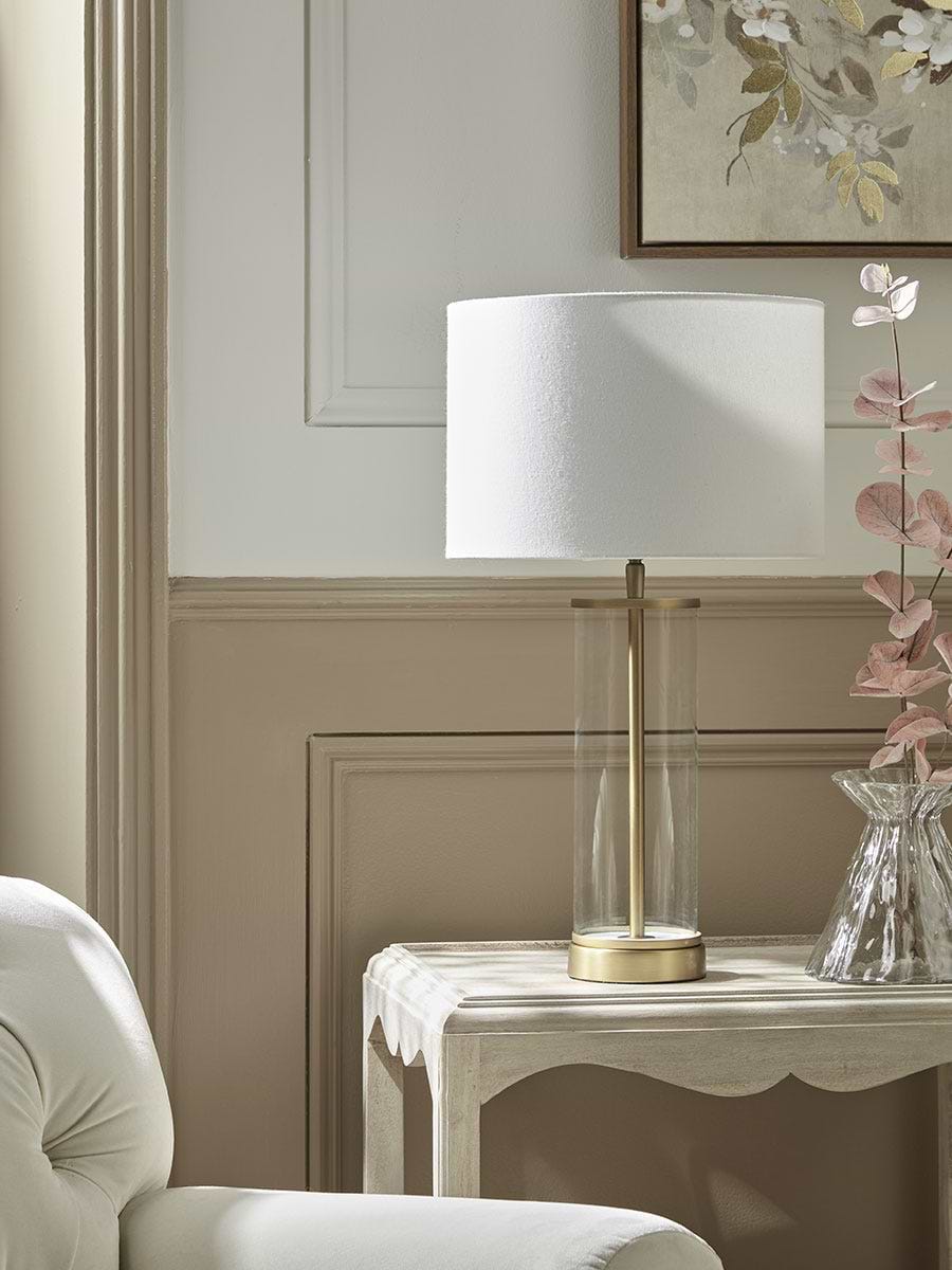 Glass & Brass Column Table lamp