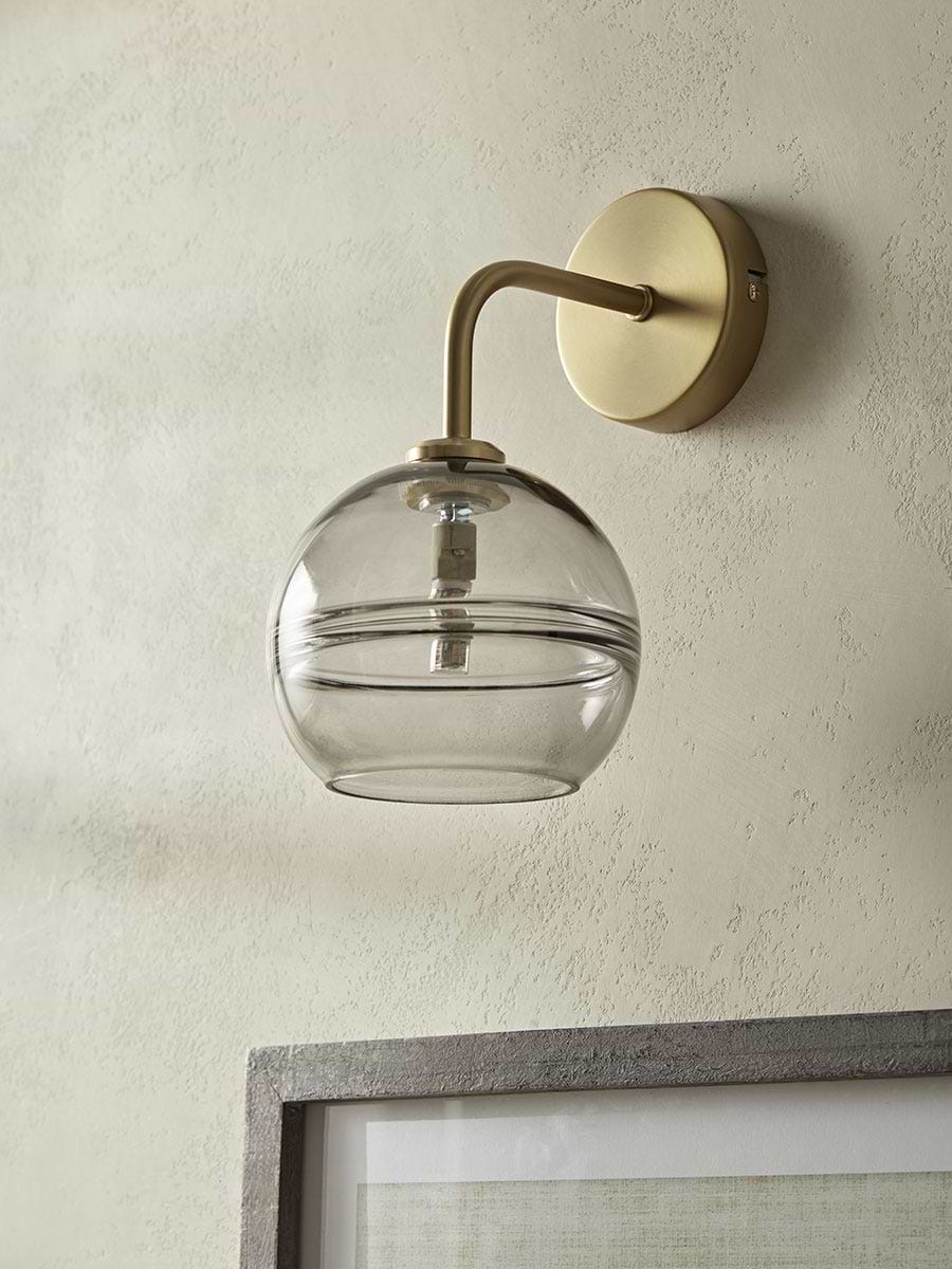 Smoked Ribbed Glass Wall Light - Round