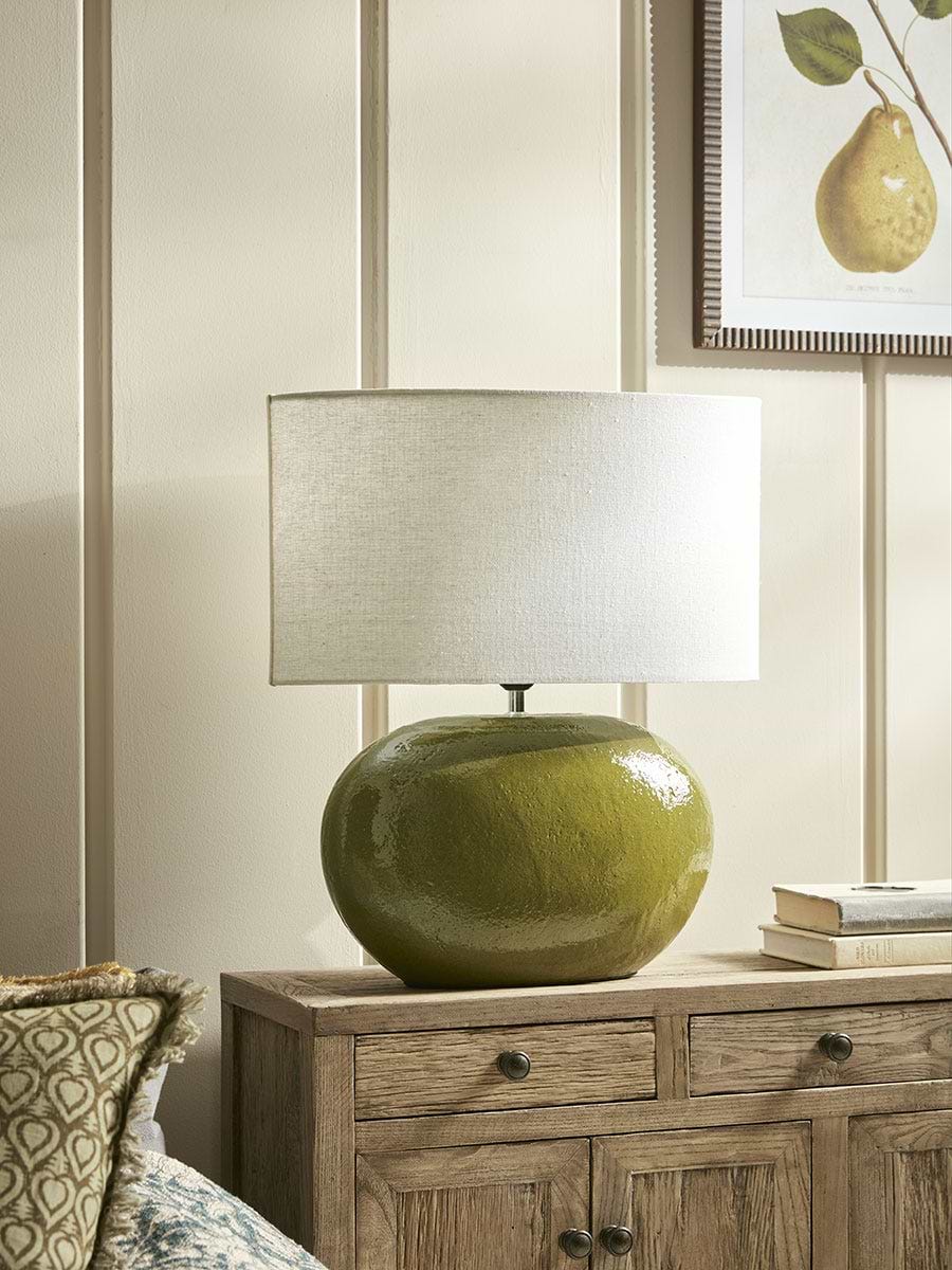 Olive Green Glazed Table Lamp