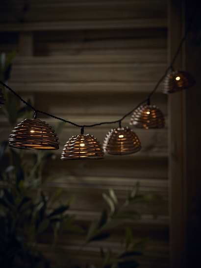 Three Solar Half Round Rattan String Lights