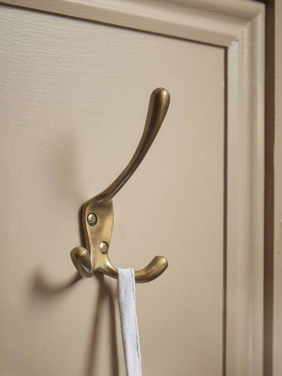 Triple Coat Hook - Antique Brass