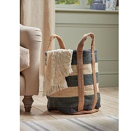 Striped Jute Storage Bag