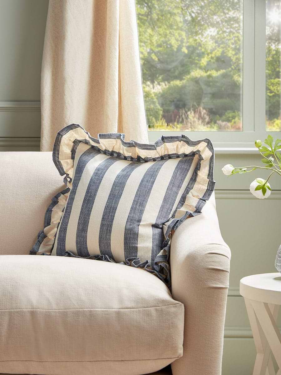 Ruffle Square Cushion - Nautical Stripe