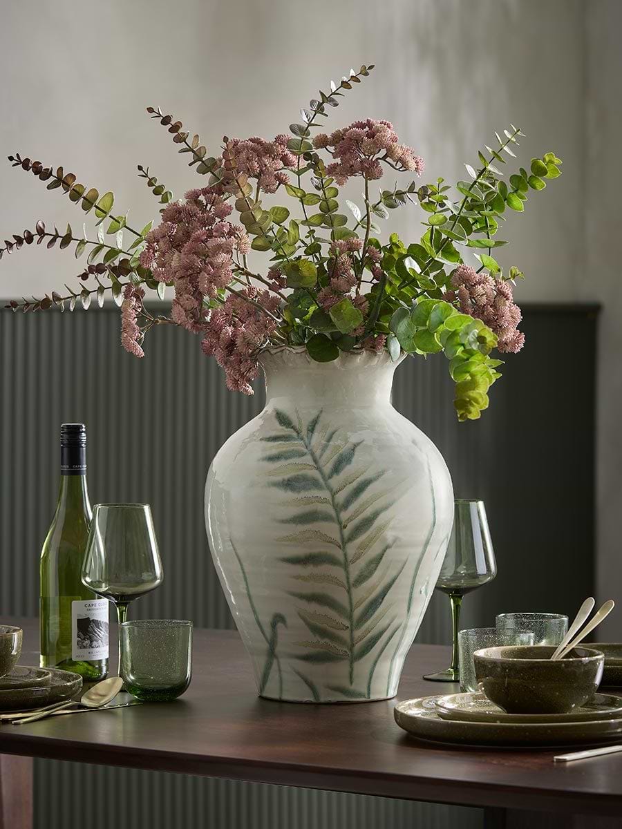 Oversized Glazed Fern Vase