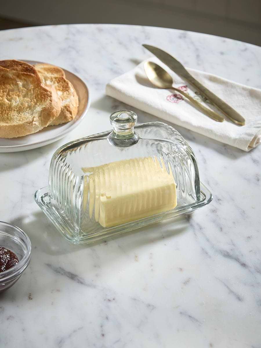 Fluted Glass Butter Dish