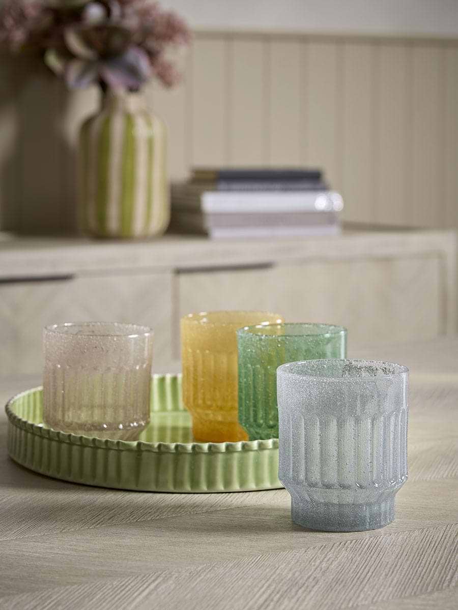 Four Coloured Glass Bubble Beakers