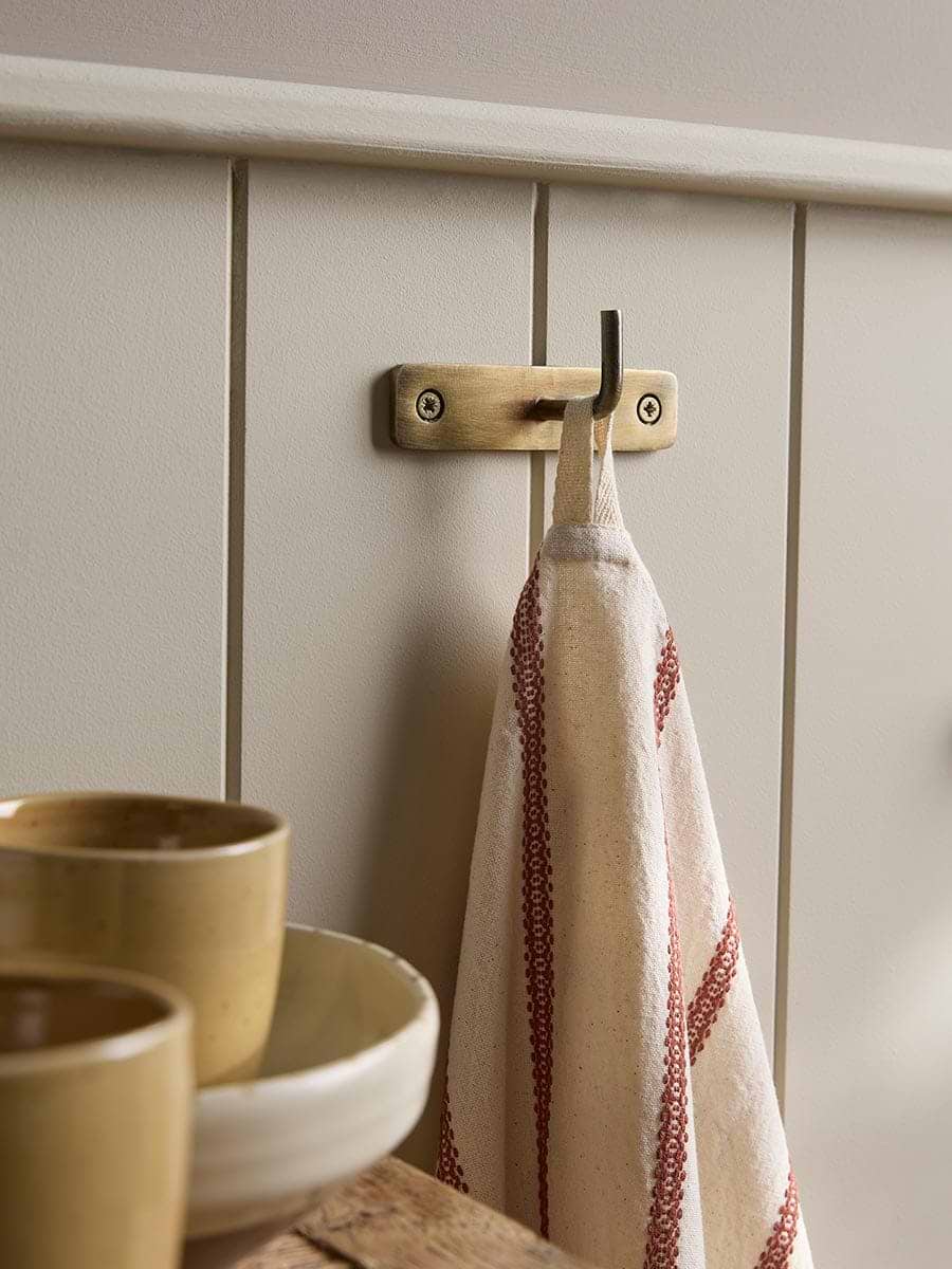 Plate Mounted Hook - Brass Finish