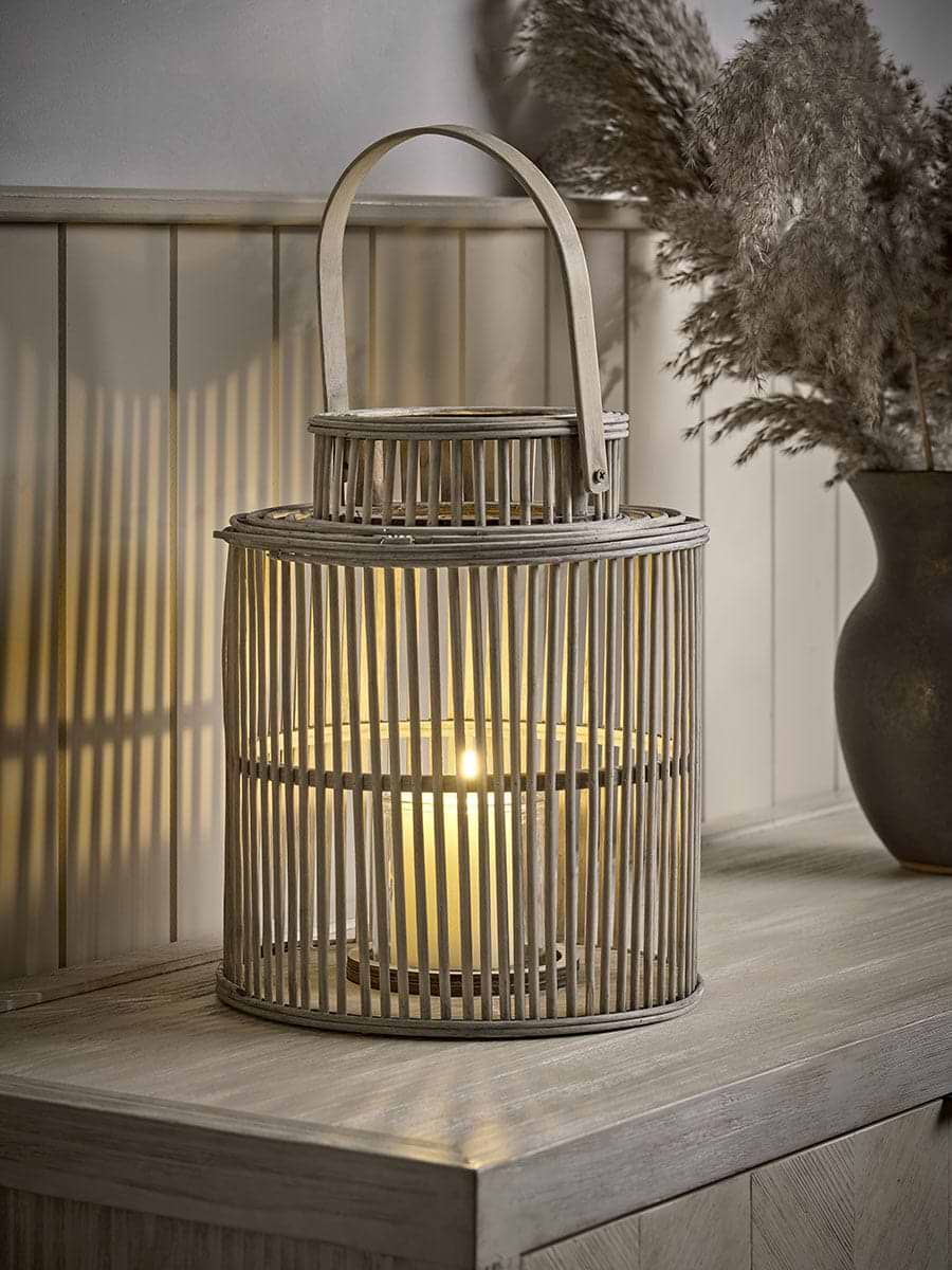 Cylindrical Wicker Lantern