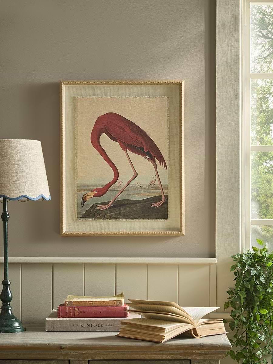 Beaded Frame Flamingo Print