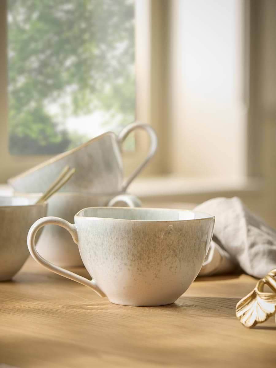 Four Reactive Glaze Mugs- Duck Egg Blue