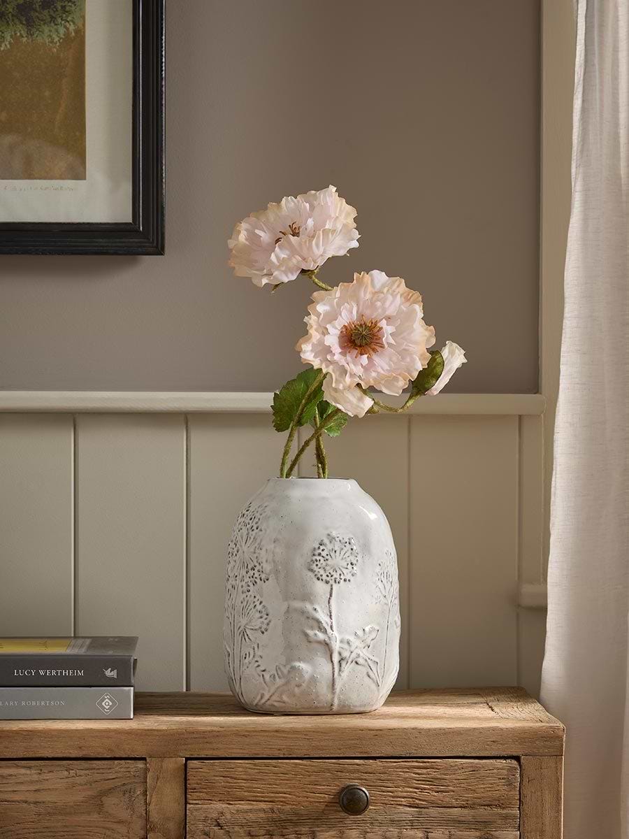 Floral Embossed Ceramic Vase