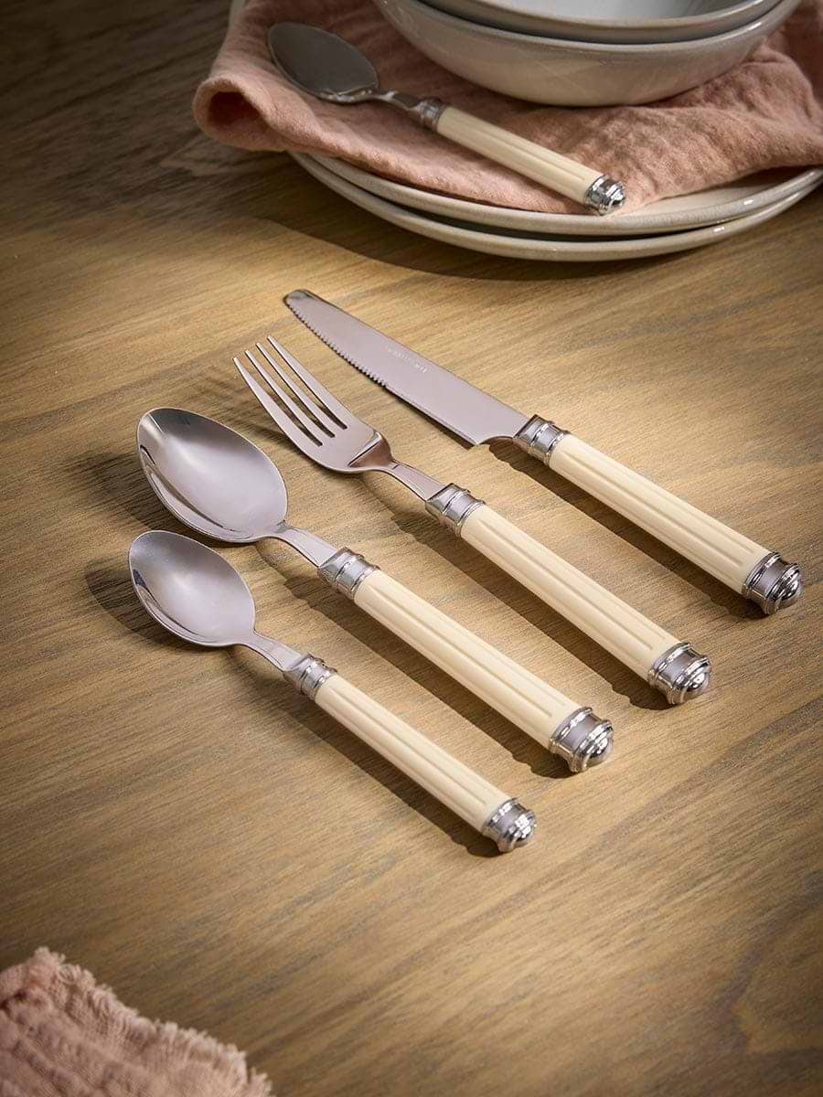 Twenty Four Piece Cutlery Set - Cream Inlay