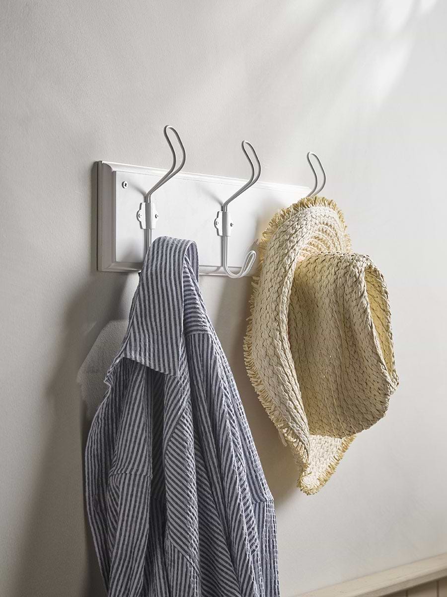 White Washed Metal Hook Rack- Small