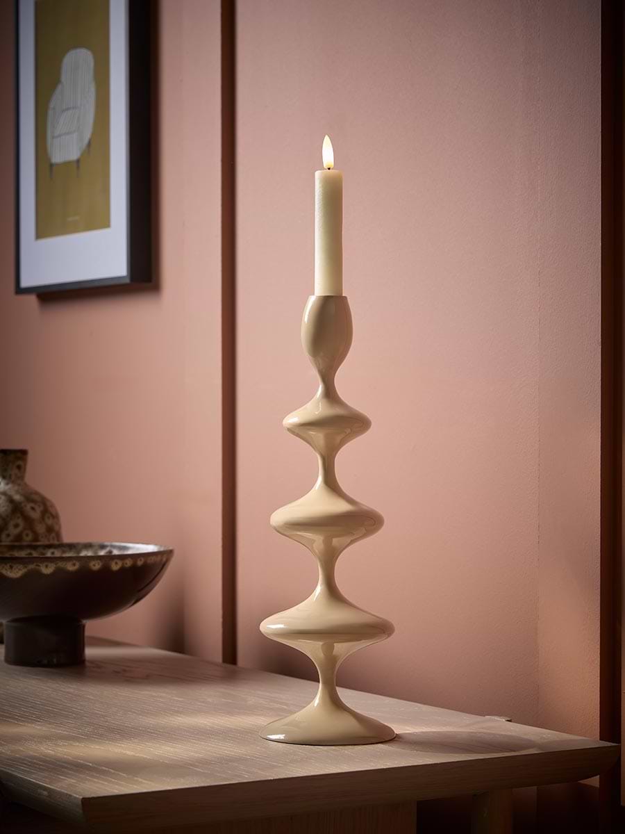 Taupe Enamel Candle Holder