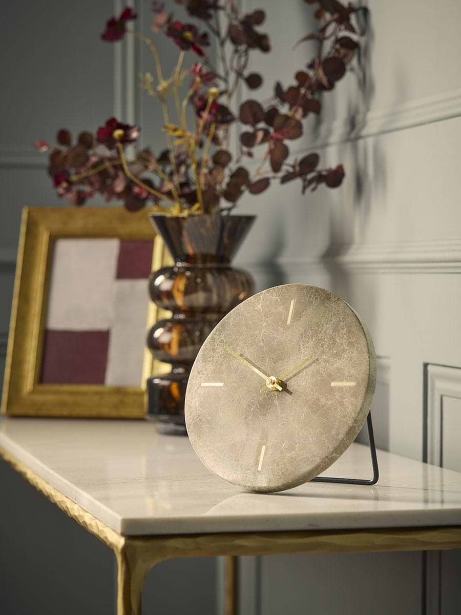 Circular Travertine Clock