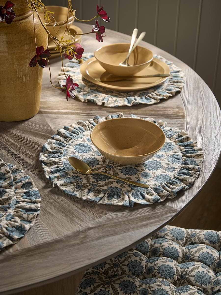 Four Floral Block Print Placemats