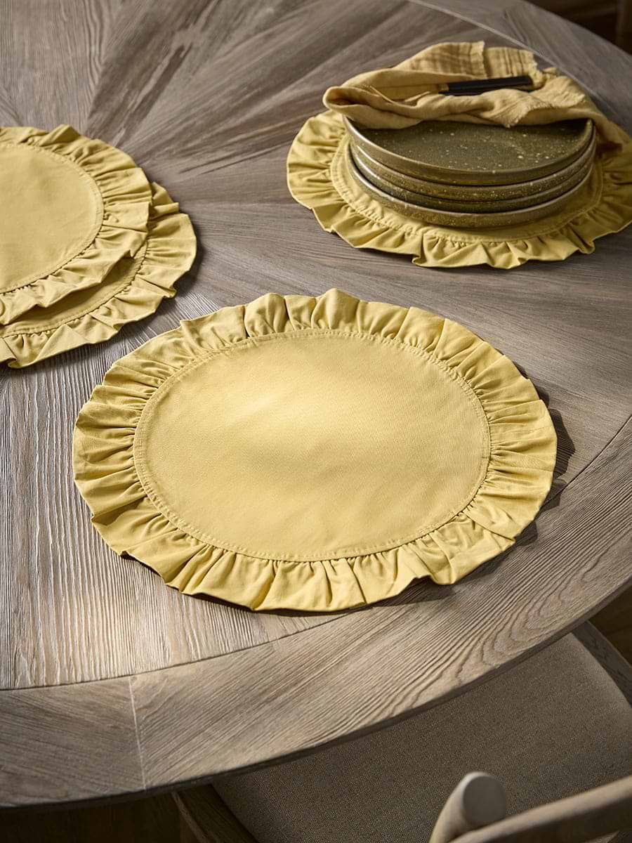 Four Ruffle Edge Placemats - Yellow
