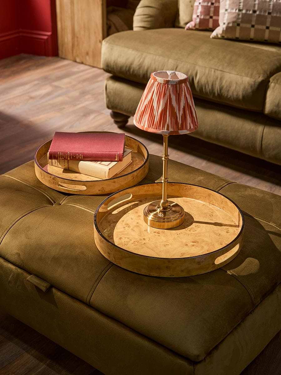 Two Burl Wood Circular Trays