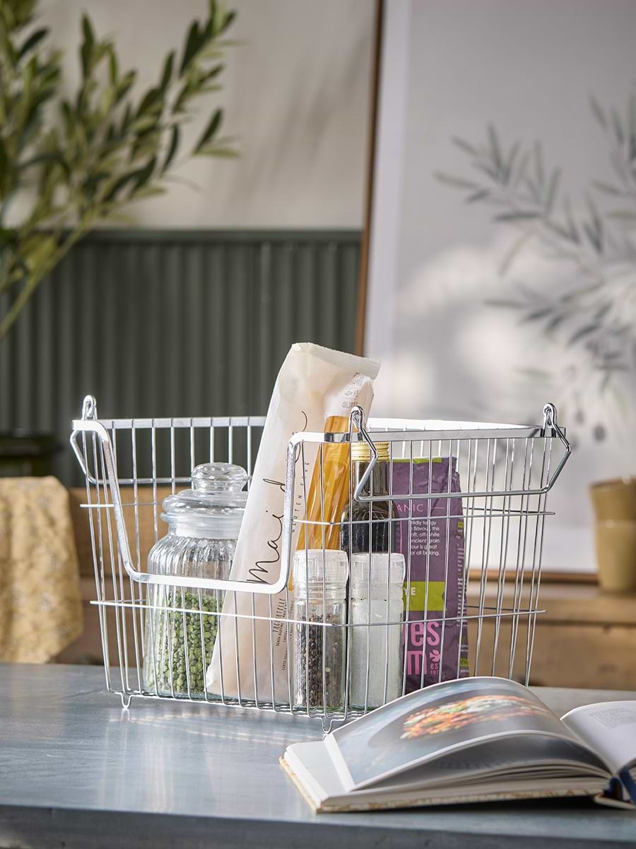 Grey Wire Storage Basket- Large