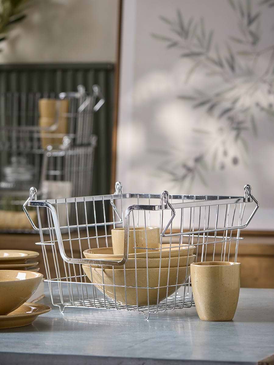 Grey Wire Storage Basket- Medium