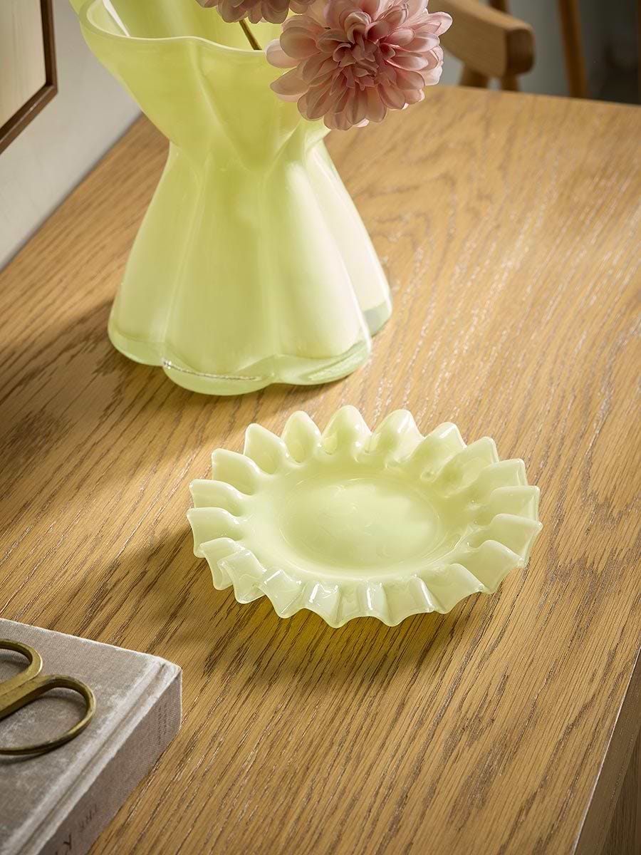 Fluted Yellow Glass Dish