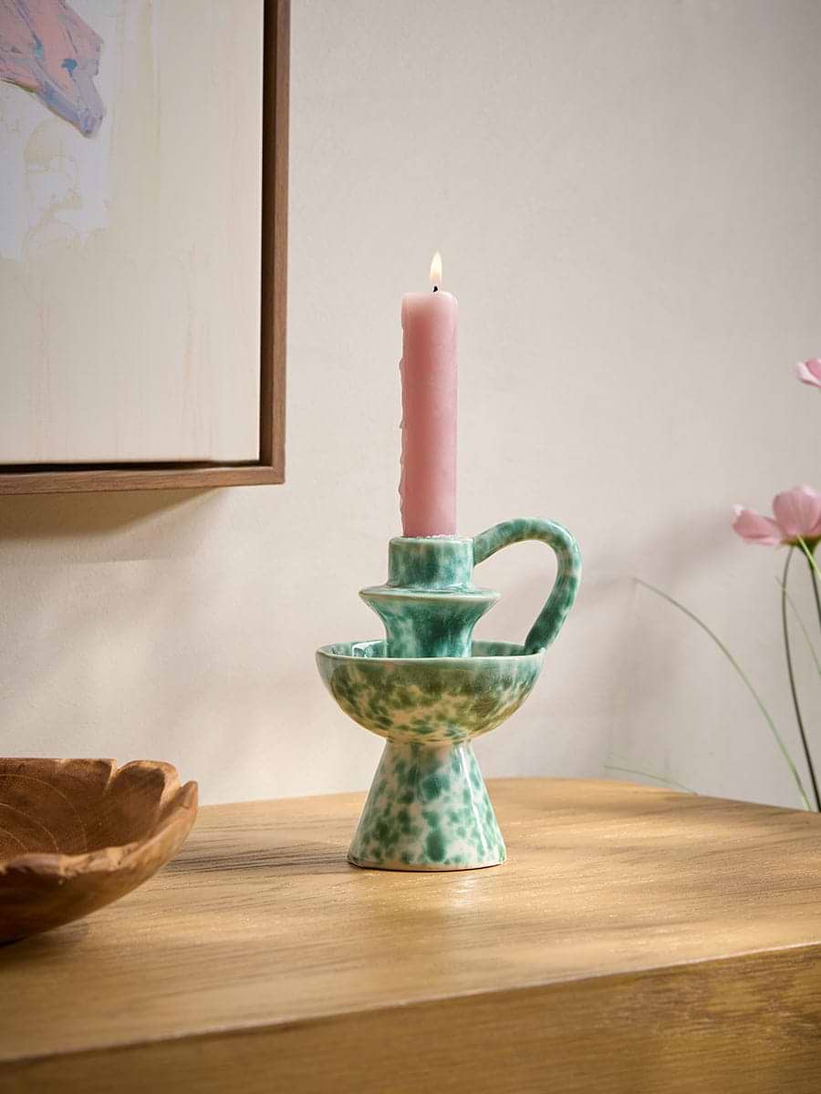 Speckled Stoneware Candle Holder