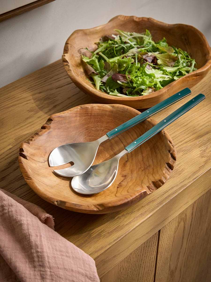 Two Green Handled Salad Servers