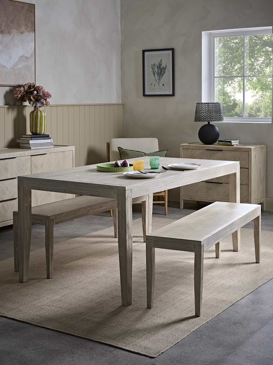 Tova Limewashed Rectangle Dining Table - 6 Seater