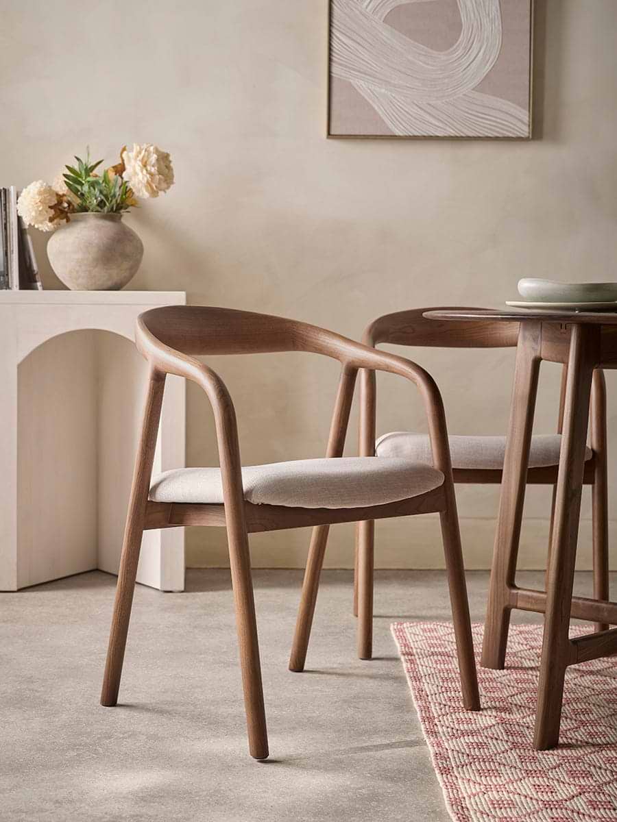 Walnut Upholstered Dining Chair - Set of 2