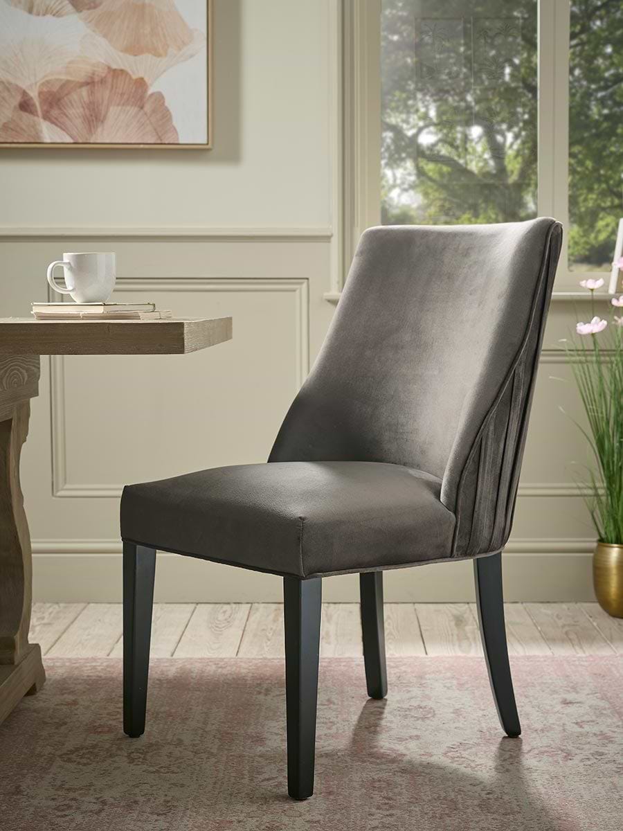 Pleated Velvet Upholstered Dining Chair