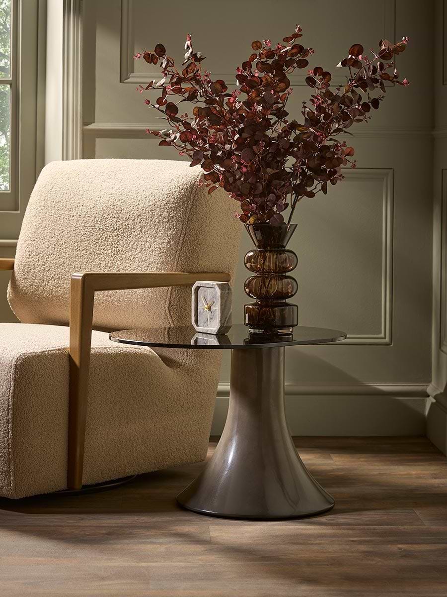 Smoked Glass Swivel Side Table