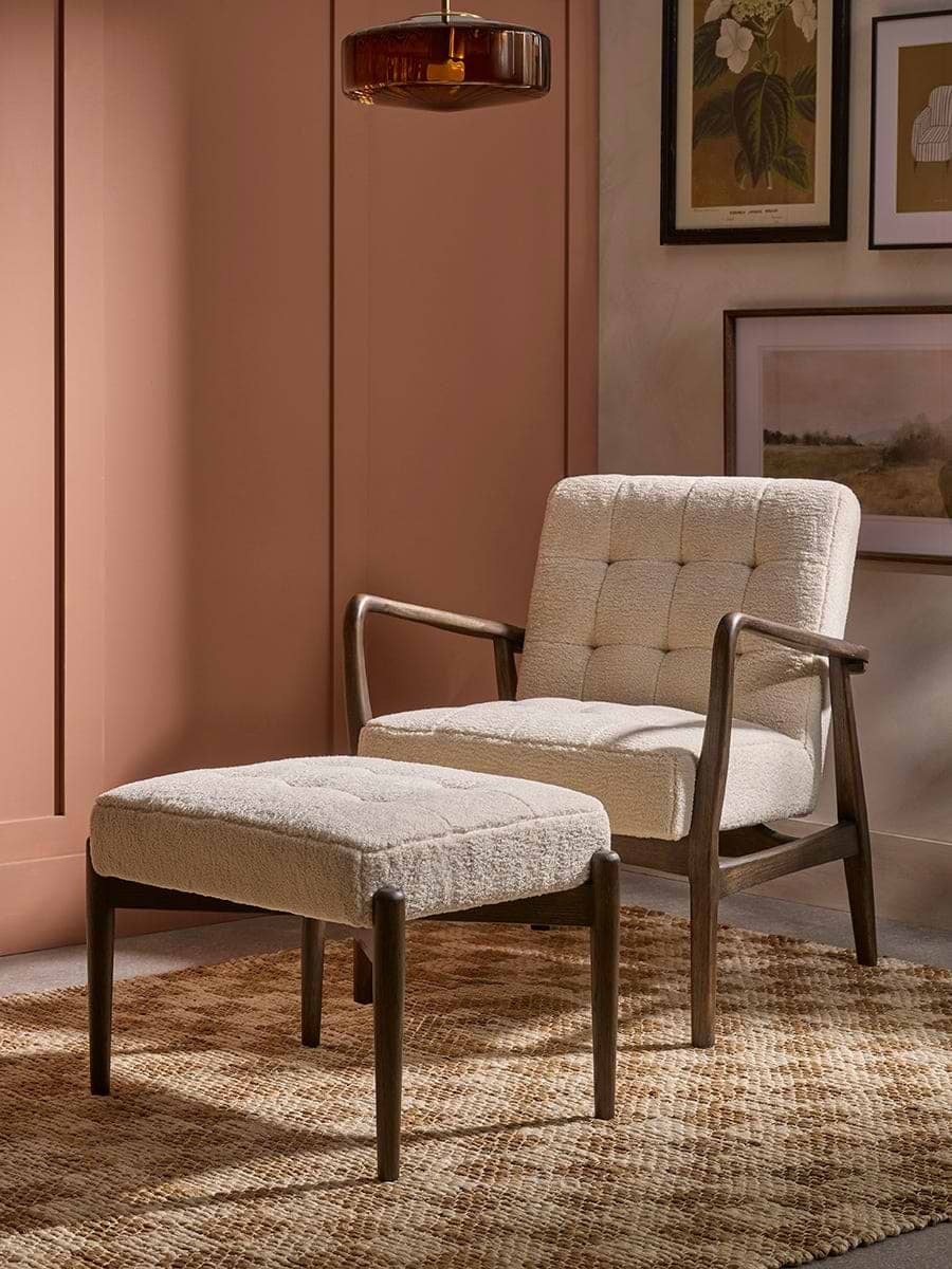 Mid Century Teddy Footstool - Natural