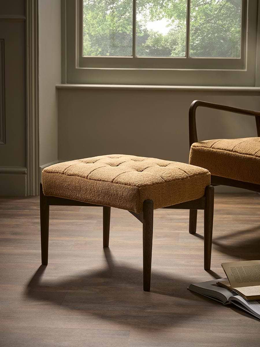 Mid Century Teddy Footstool - Ochre