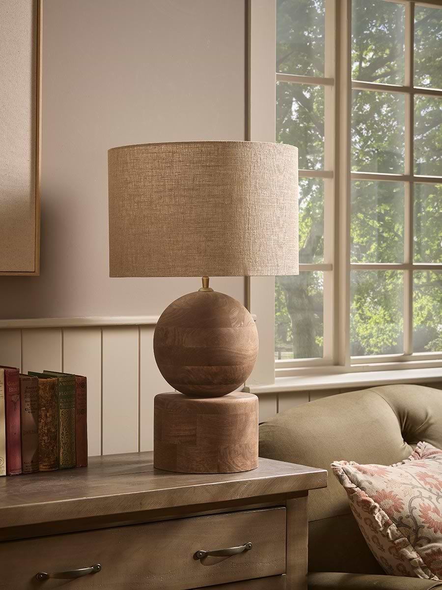 Round Wooden Table Lamp