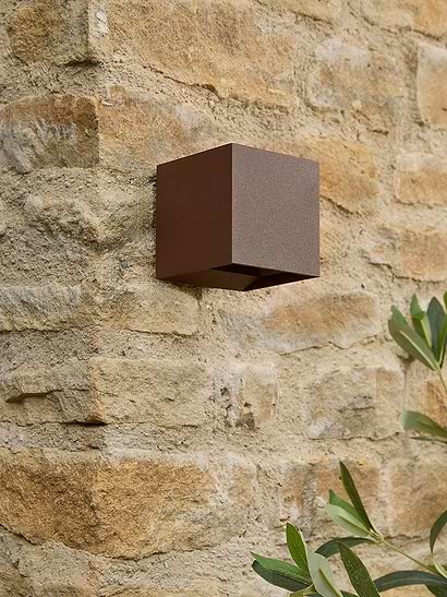 Sepian Rusted Cube Wall Light