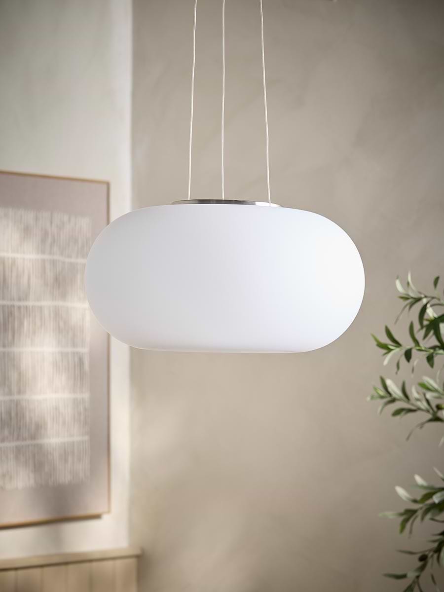 Opal Glass & Nickel Pendant Light