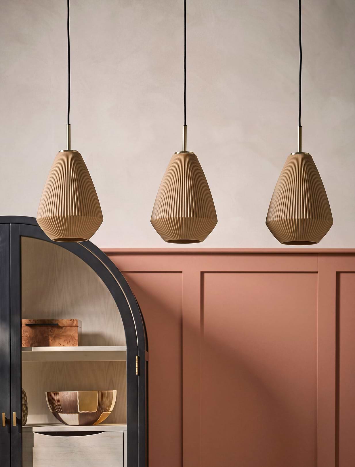 Ribbed Tapered Trio Pendant