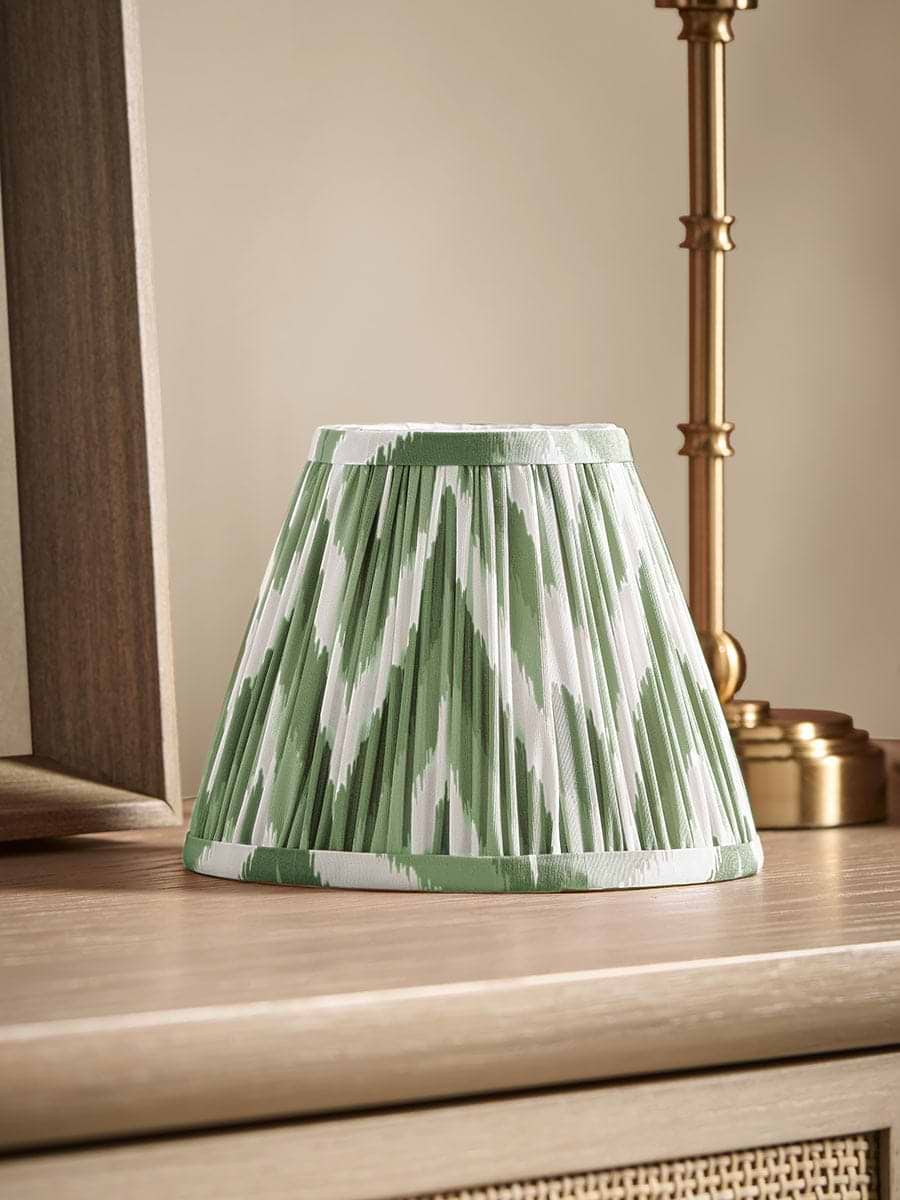 Tapered Clip On Shade - Green Zig Zag Ikat