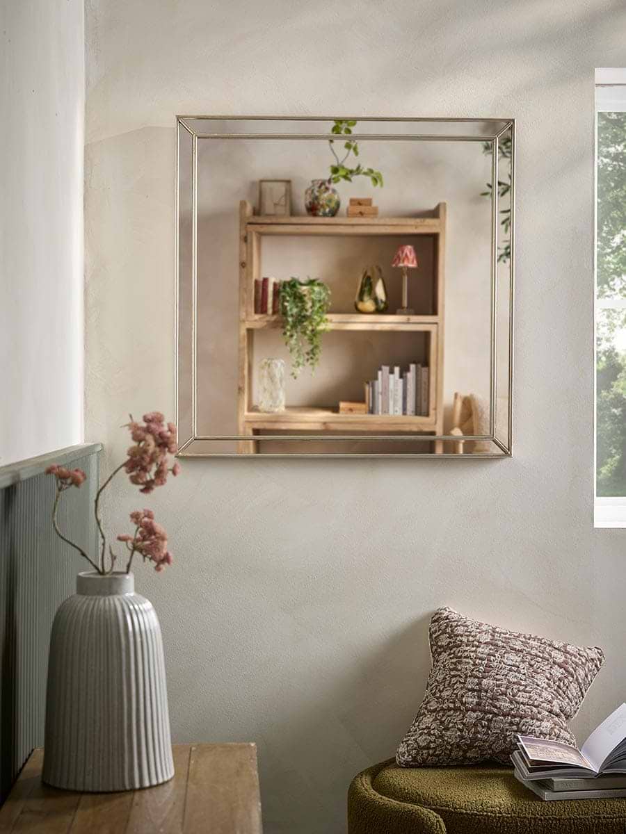 Antiqued Frame Mirror - Square