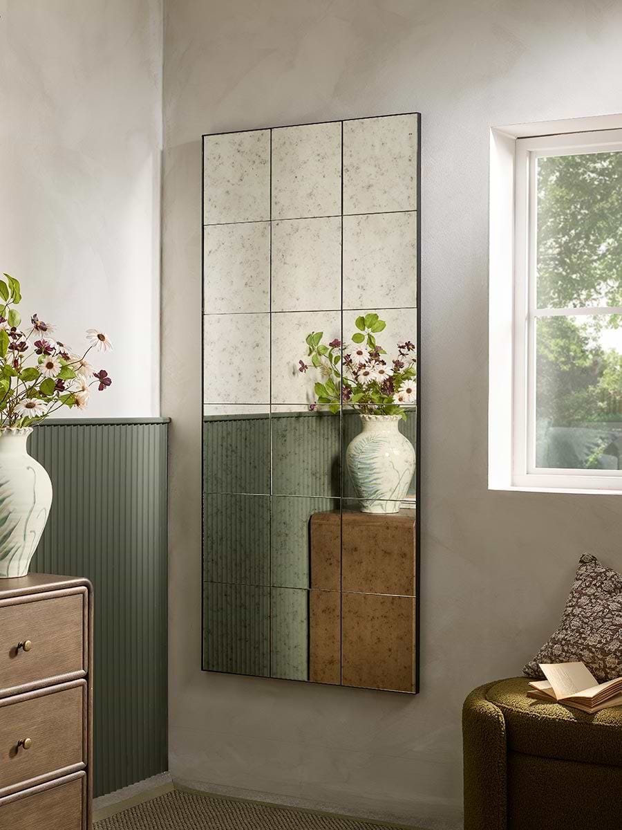 Panelled Antique Glass Mirror - Full Length