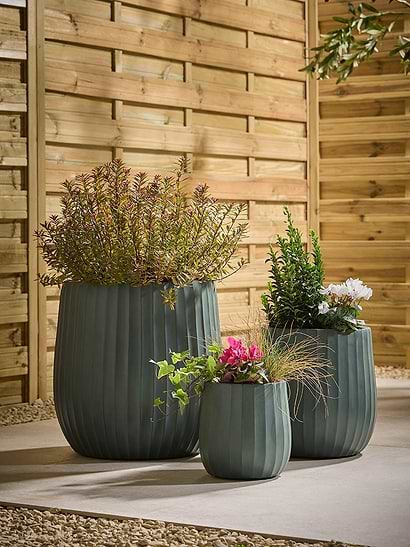 Three Fluted Planters - Dark Verdigris
