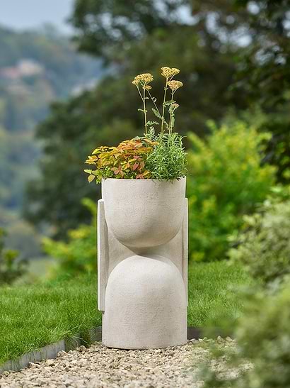 Twin Scoop Sculptural Planter - Clay