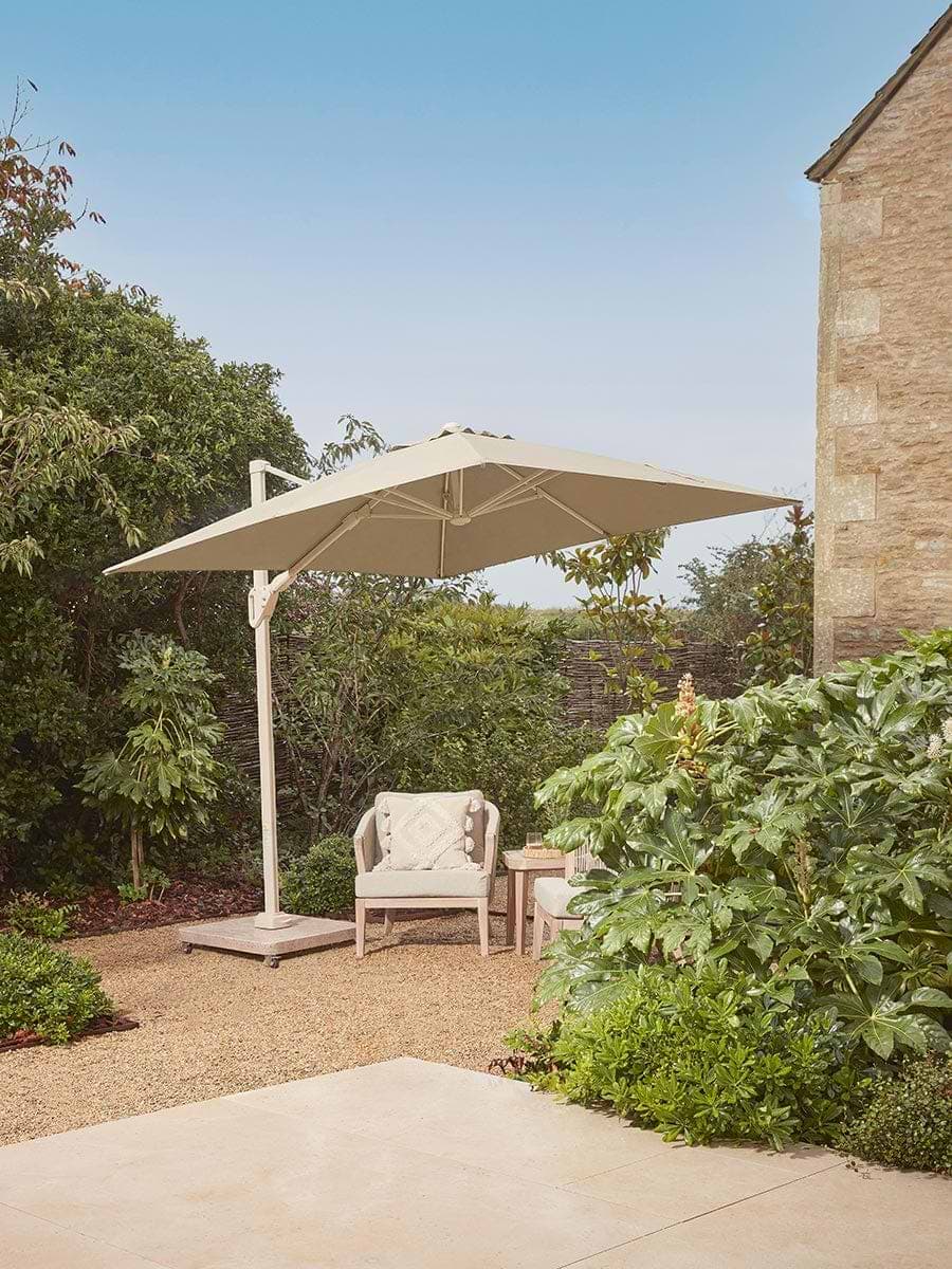 cantilever patio umbrella uk Fira Dark Blue Parasol quality materials like powder Bramblecrest Garden Parasols - Cantilever