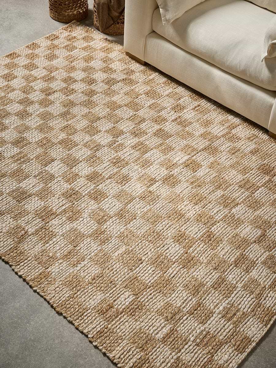 Chequered Jute Rug - Natural