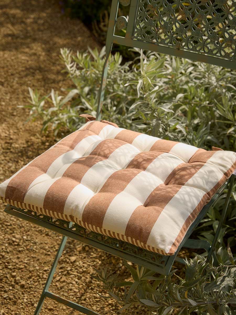 Wide Stripe Indoor/Outdoor Seat Pad - Terracotta